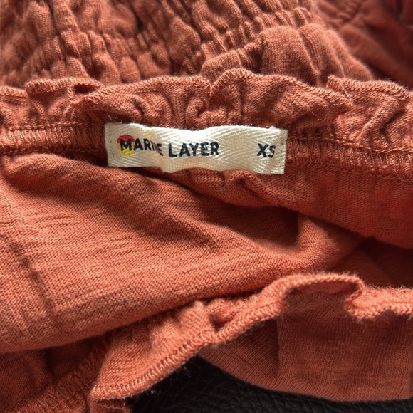 MARINE LAYER Dylan Smocked Sleeveless Top BAKED CLAY Orange Red Sz XS NEW - Picture 8 of 11
